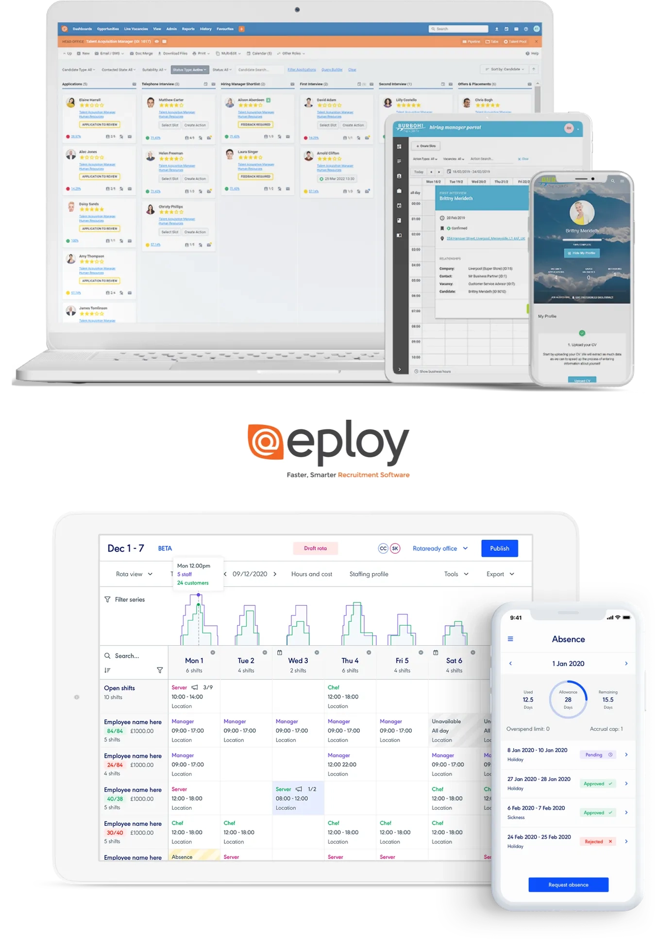 Screenshots of Rotaready and Eploy